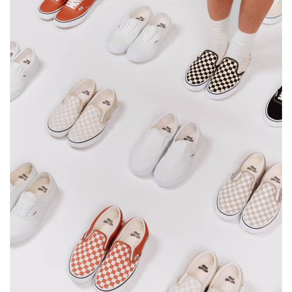 Vans Orange Checkerboard Slip-On Sneakers 7 - Picture 9 of 9
